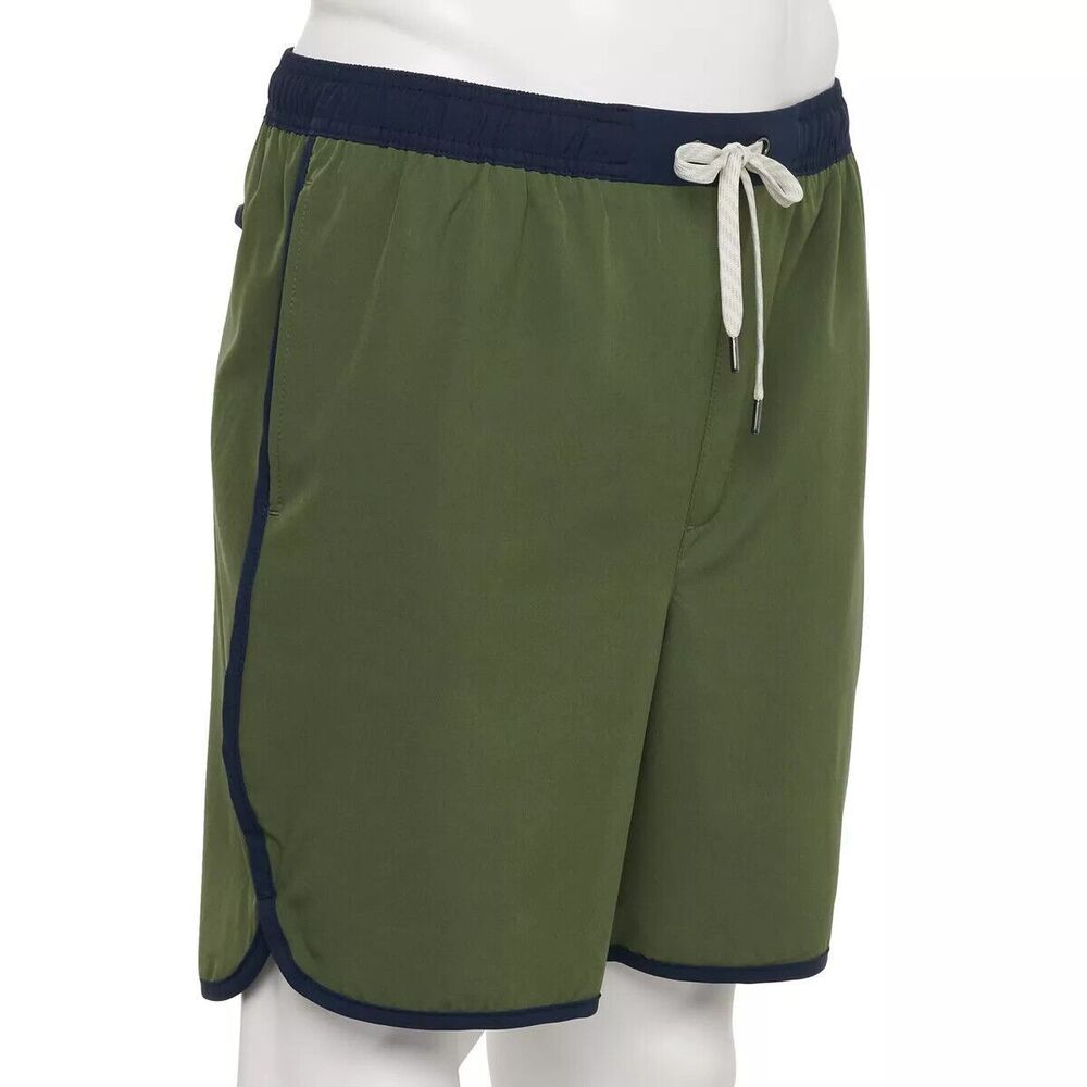 Men's 7in Swim Trunks, Sonoma Goods For Life® Scallop Short - Beetle / Green, L